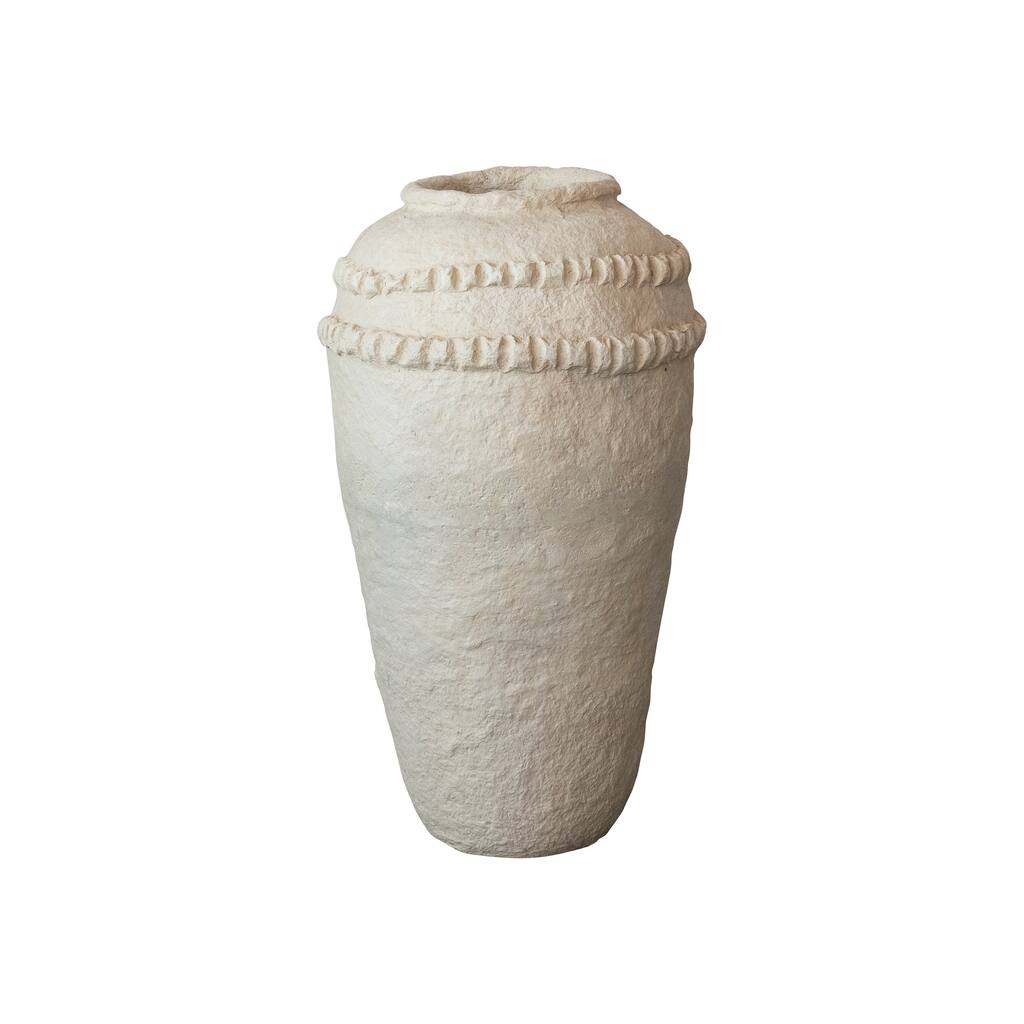 Handmade Paper Mache Vase with Embossed Design
