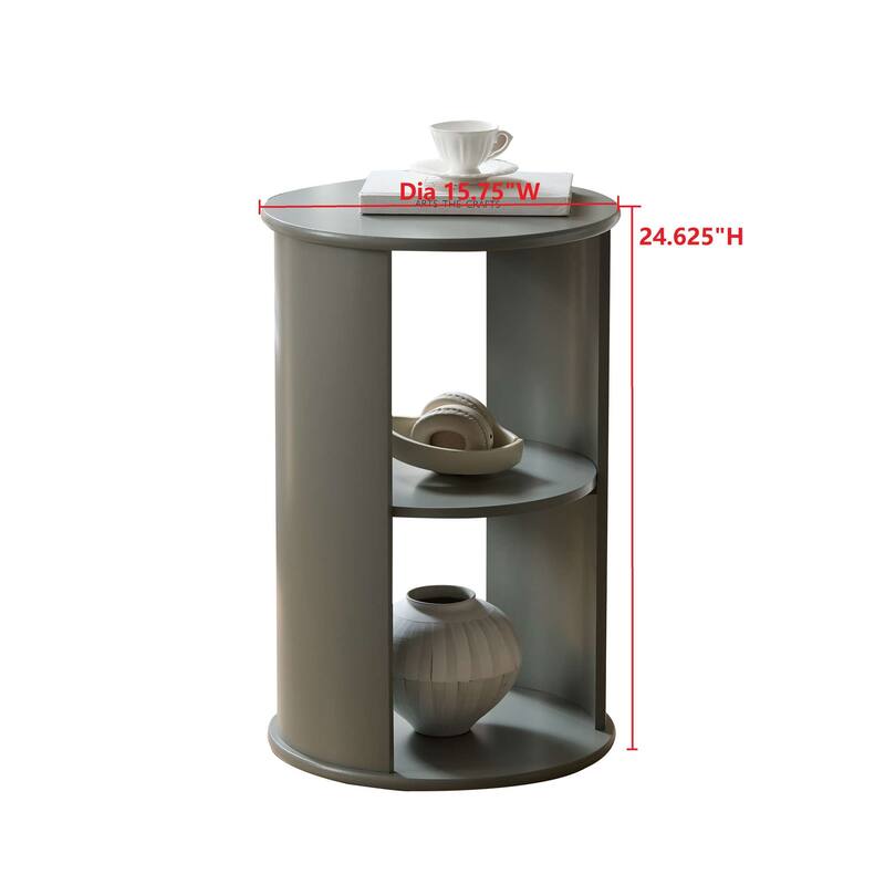 Evan Contemporary Wood Round Side Table with Storage