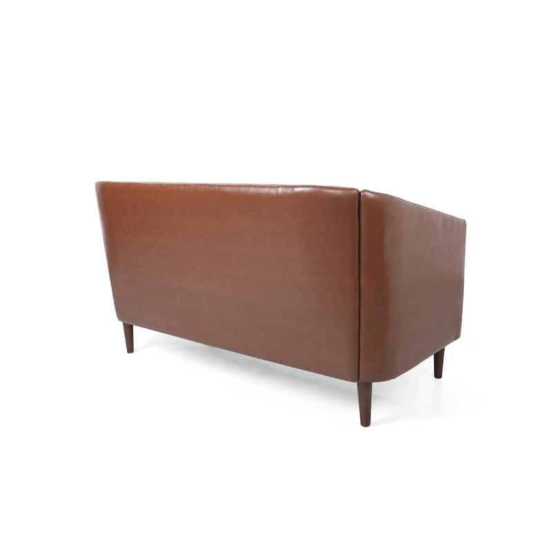 Cantrell Contemporary Faux Leather Tufted Loveseat by Christopher Knight Home