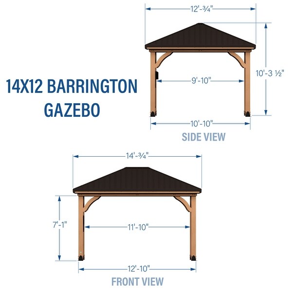 Backyard Discovery Barrington 14x12' Cedar Wood Gazebo with Steel