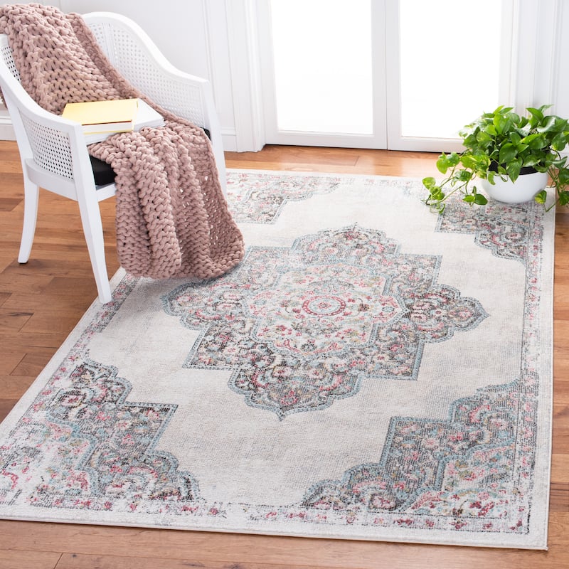 SAFAVIEH Phoenix Rosemary Medallion Distressed Rug - 8' x 10' - Ivory/Grey