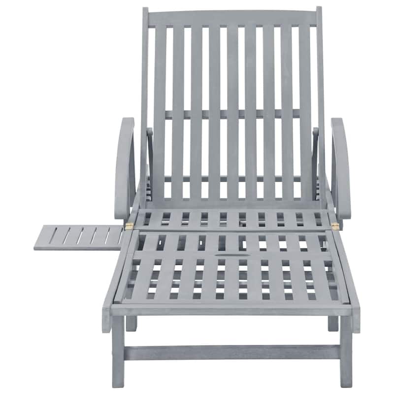 vidaXL Patio Sun Lounger with Cushion Solid Acacia Wood - 78.7" x 26.8" x 11.8"