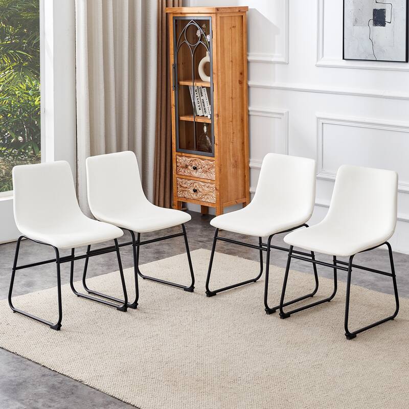 4Pcs Suede Dining Chairs, Bar Stools for Industrial and Vintage Style - White
