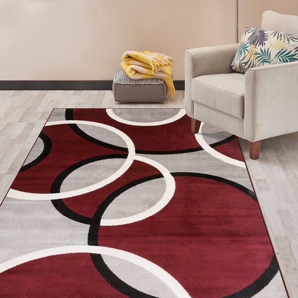 Shop Modern Abstract Circles Area Rug Burgundy 7 10 X 10 2