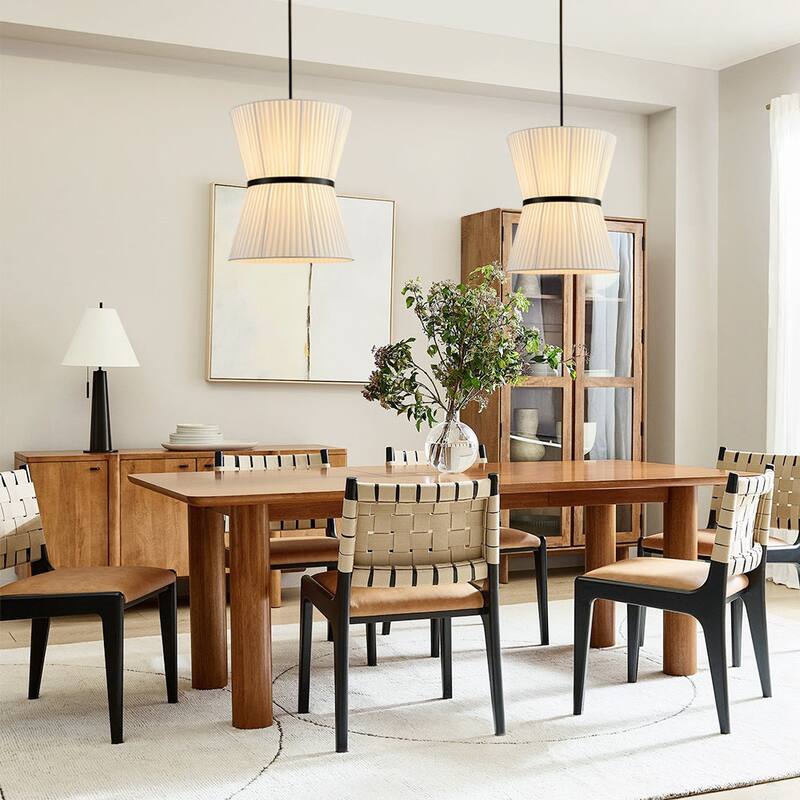 Chic Modern 2-Light Hourglass Pleated Fabric Pendant - 19.7 in