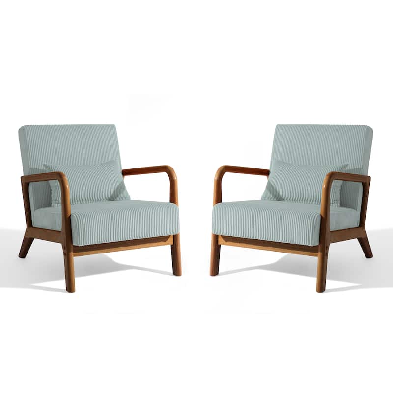 Uixe Mid Century Solid Wood Upholstered Corduroy Accent Chair