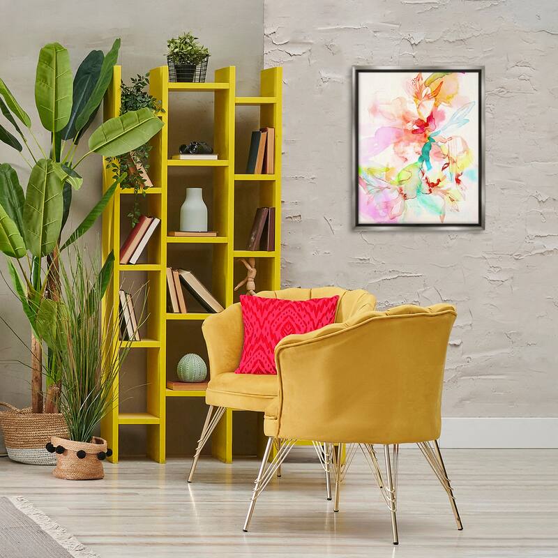 Stupell Abstract Watercolor Island Flowers Framed Floater Canvas Wall Art Design By Gemma Bardot