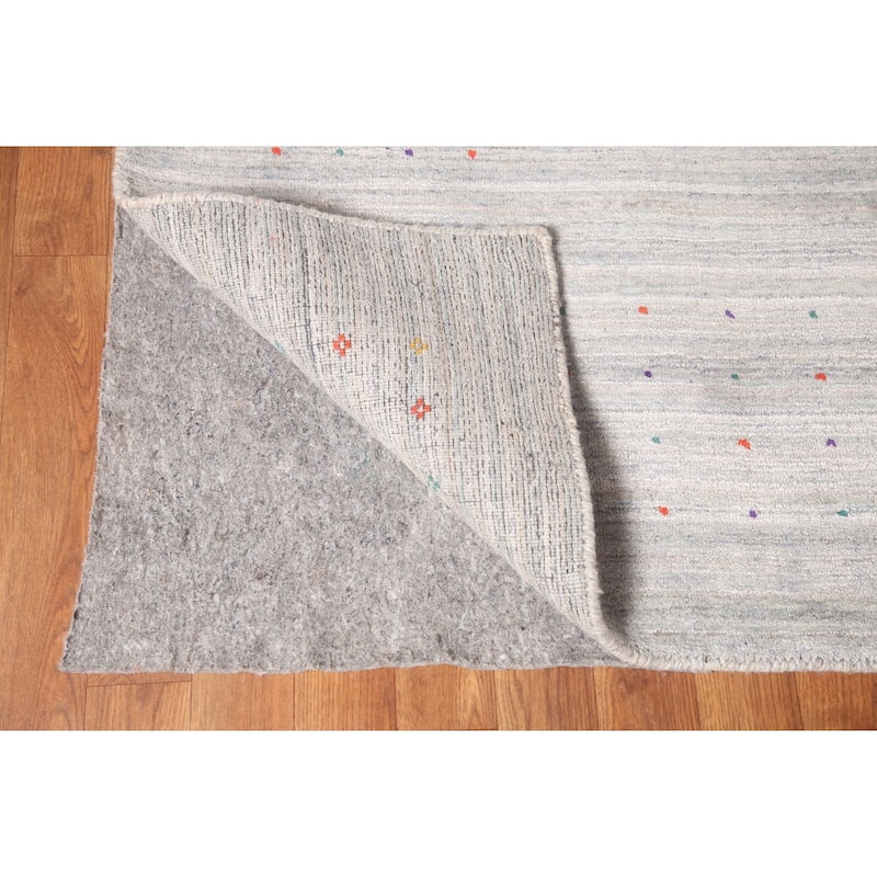 Stripe / Tribal Gabbeh Oriental Area Rug Handmade Silk Carpet - 9'2" x 11'6"