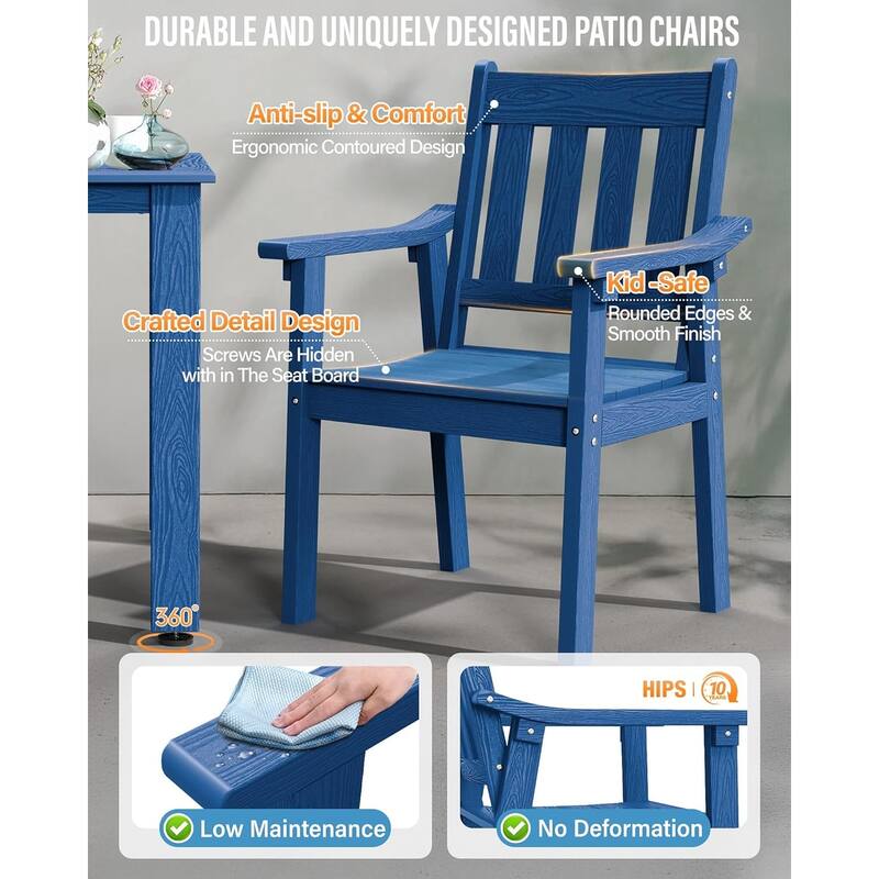 WINSOON 12-Piece HIPS All Weather Outdoor Patio Dining Sets with Umbrella Hole& Aluminum Frame,2-Table 10-Chairs