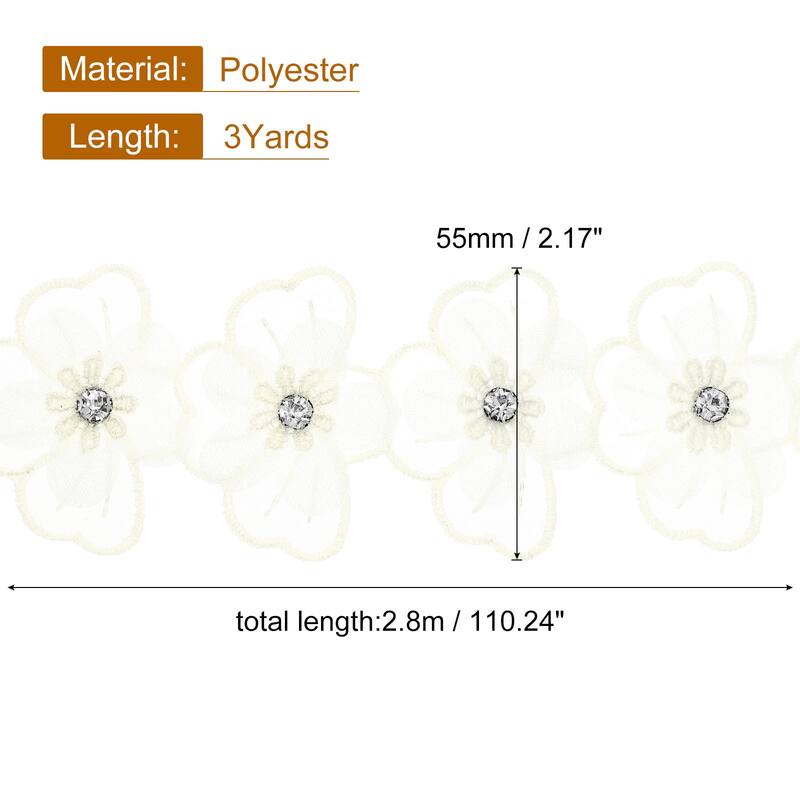 Flower Lace Trim Ribbon, Embroidered Polyester Applique