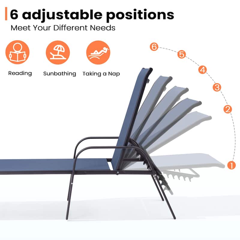 Pellebant Outdoor Patio Adjustable Chaise Lounge Chairs
