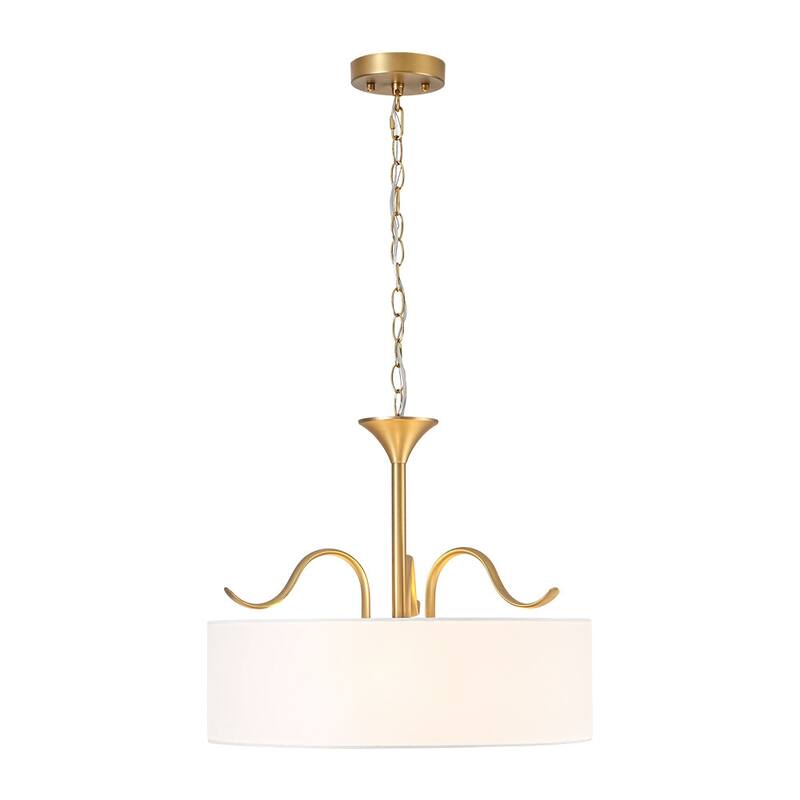 Versatile 3-Light Large Drum Fabric Lantern Semi Flush / Pendant Light