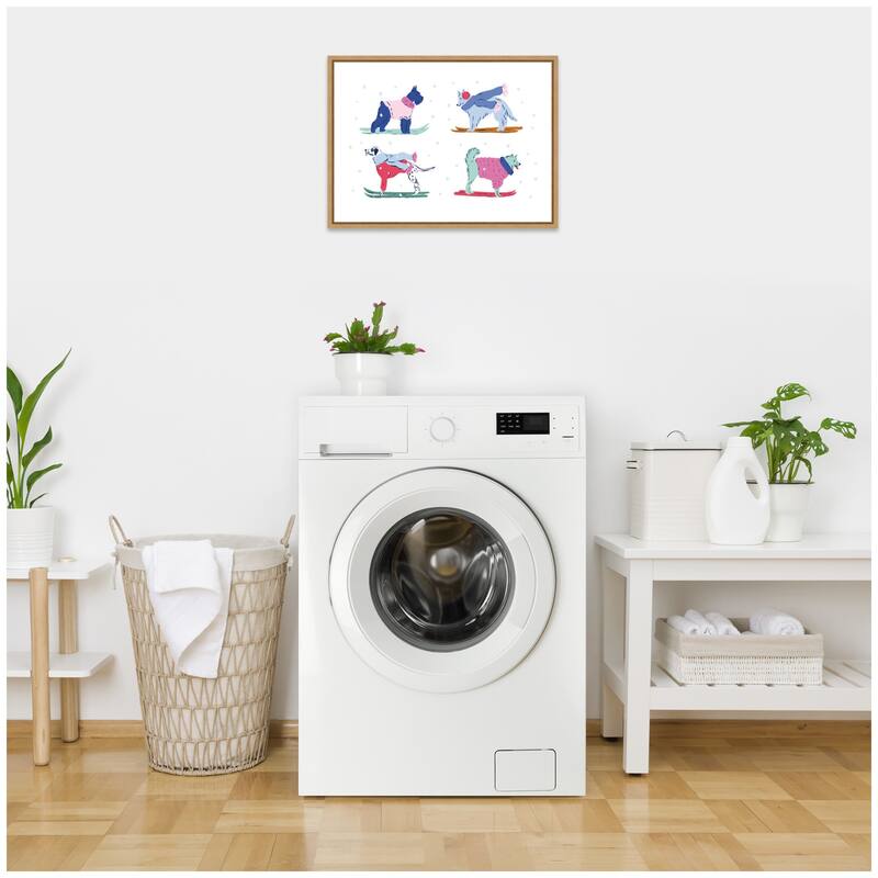 Kate and Laurel Sylvie Framed Canvas Ski Dogs 2 by Krissy Mast