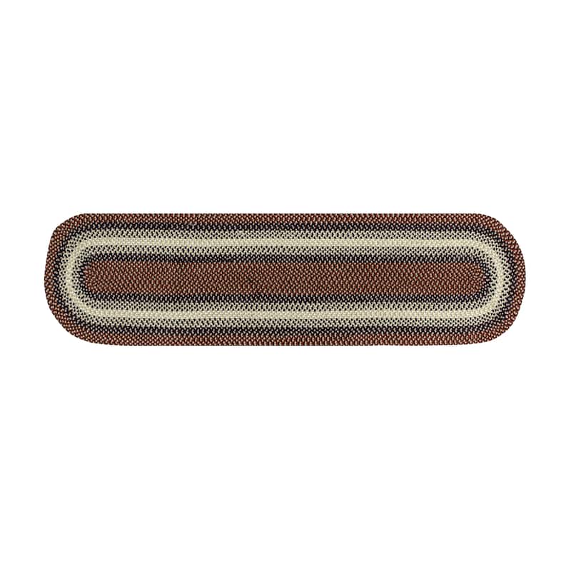 Better Trends Woodbridge Braid 100% Wool Stain Resistant, Double Sided Reversible Oval Indoor Area Utility Rug - 24" x 108" Runner - Black