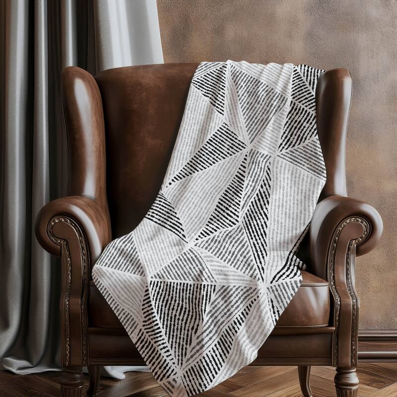 Premium Machine Washable Modern Geo Sherpa Throw Blanket