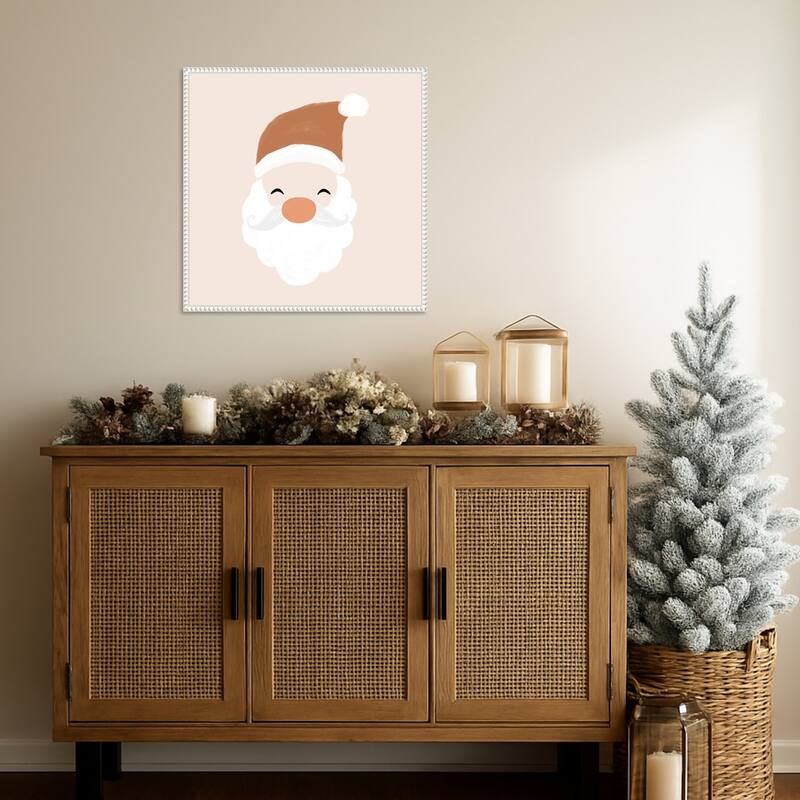 Santa by Orara Studio Framed Canvas Wall Art Print - Sylvie Beaded White