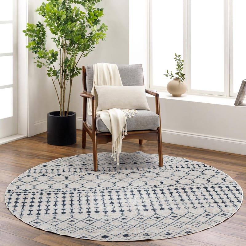 Livabliss Lavadora Bohemian Diamond Washable Area Rug - 9'2" x 12' - Ink Blue