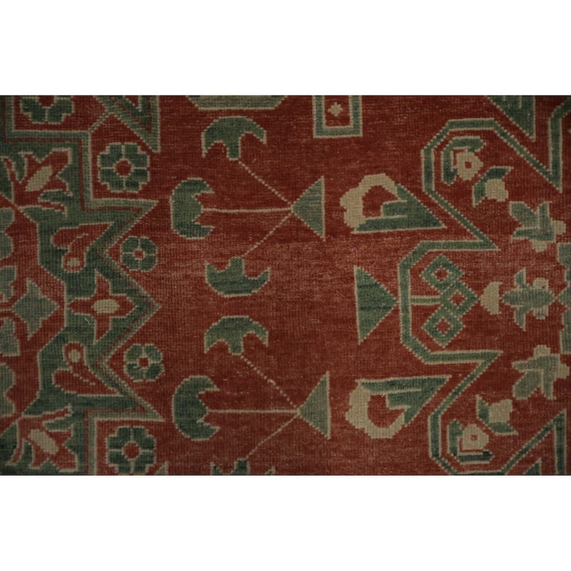 Hand Knotted Oriental 100% Wool Carpet Transitional Floral Green Oushak Area Rug - 14' 0'' X 10' 4''