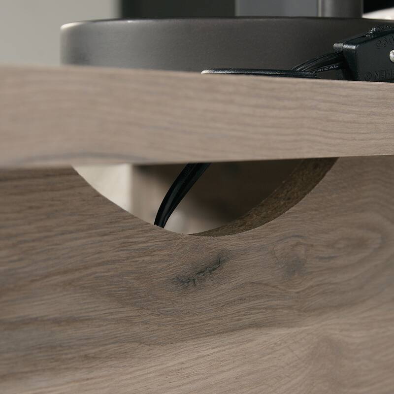 Engineered Wood Transitional L-Shaped Desk with File Drawer And Lower Shelf, Brown