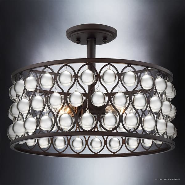 Shop Luxury Crystal Semi Flush Ceiling Light 11 75 H X 16 W