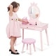 preview thumbnail 4 of 16, Gymax Kids Vanity Makeup Table & Chair Set Make Up Stool Play Set for