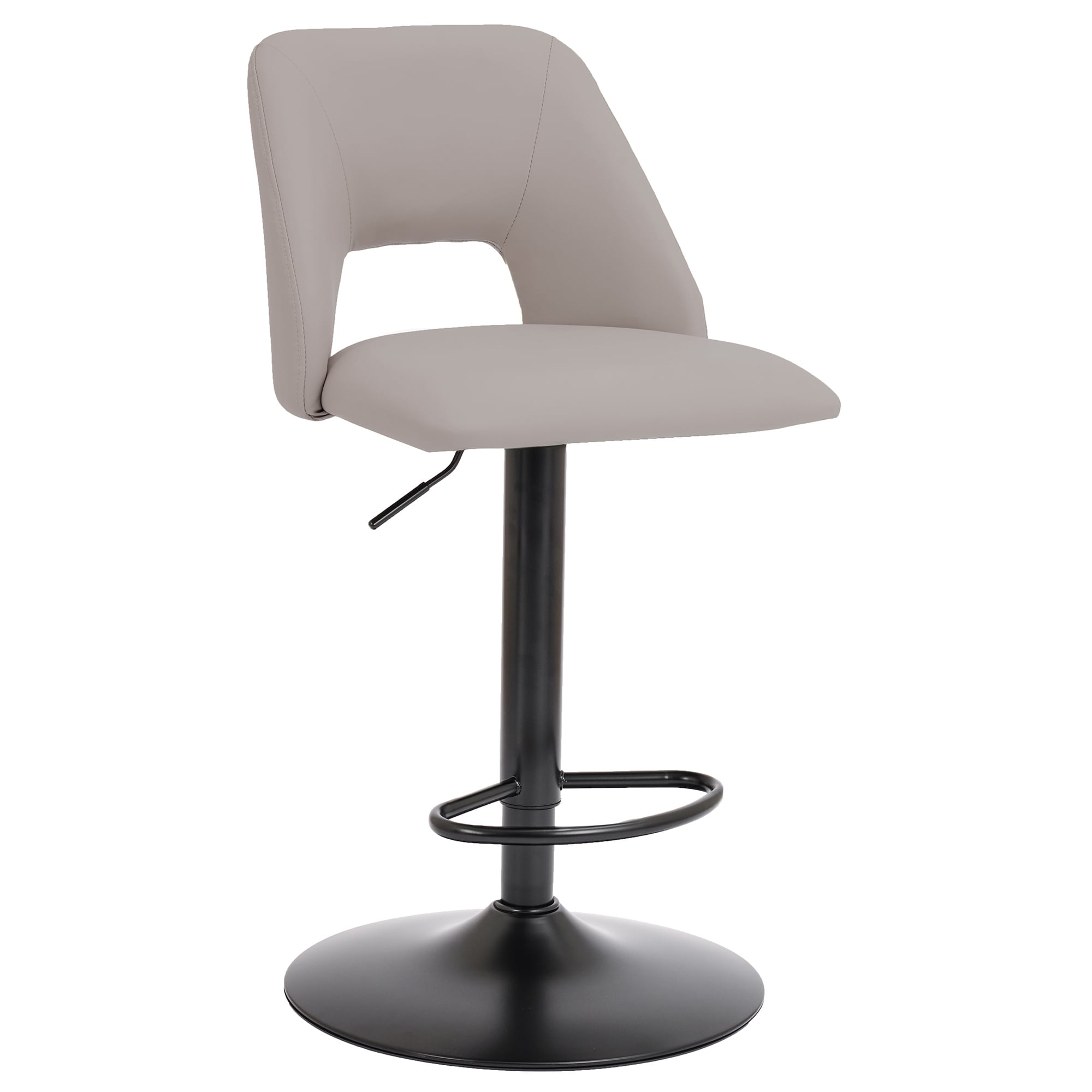 Modern Faux Leather and Metal Adjustable Height Stool, Set of 2