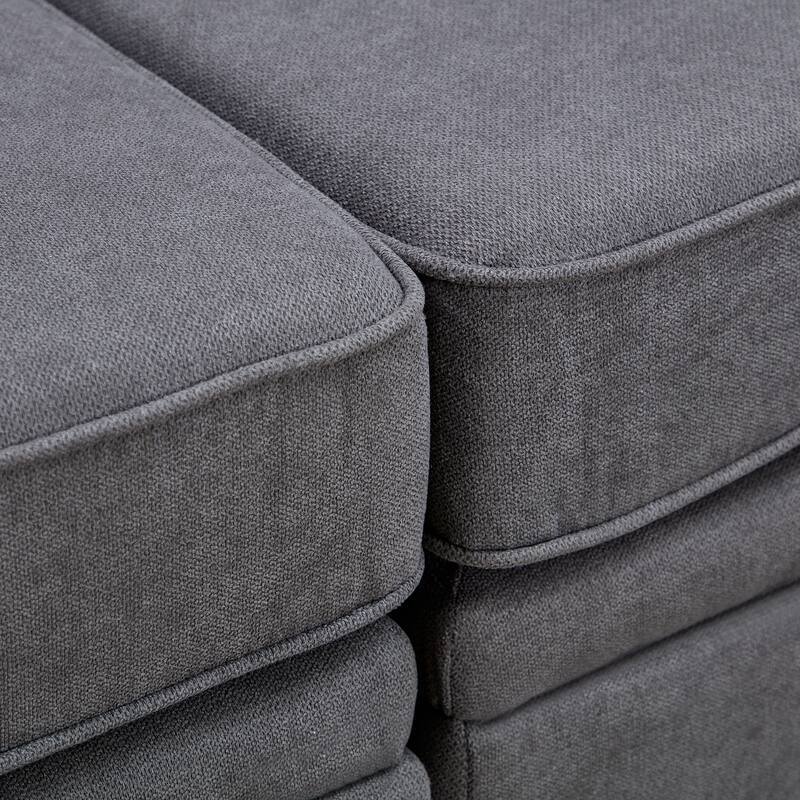 U-Shape Modular Sectional Sofa, Convertible Sectional Sofa Bed, Upholstered Sofa with Reversible Chaise & Ottoman