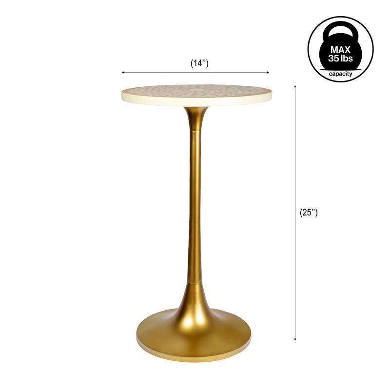 Miles 25" Modern Bohemian Metal/Resin Inlay Top End Table, by JONATHAN Y