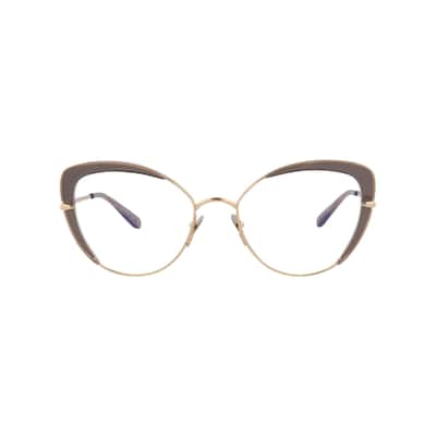 Pomellato Cat Eye-Frame Metal Optical Frames, Transparent Lens, Shiny Pink Gold/Transparent Grey Frame