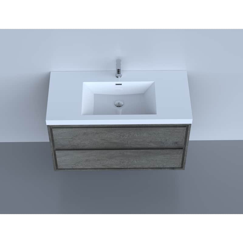 Sage 42" wall mounted bathroom vanity with single basin acrylic top