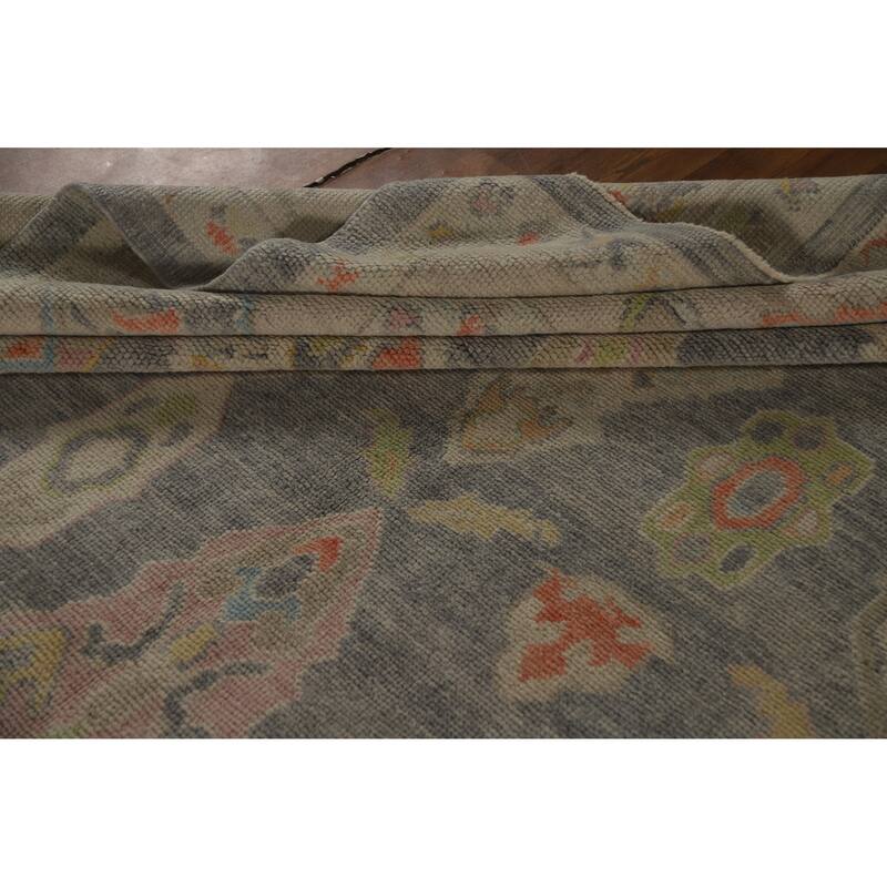 Hand Knotted Oriental 100% Wool Carpet Transitional All-Over Greys & Charcoal Oushak Area Rug - 12' 11'' X 9' 0''