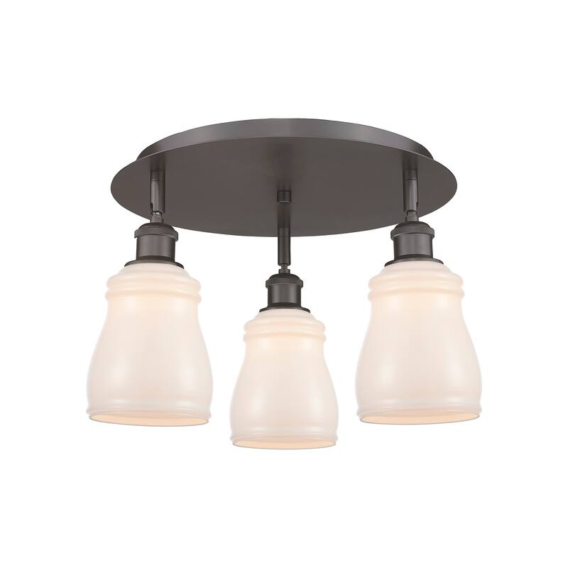 Innovations Lighting Ellery - 3 Light 17" Flush Mount - Oil Rubbed Bronze/White