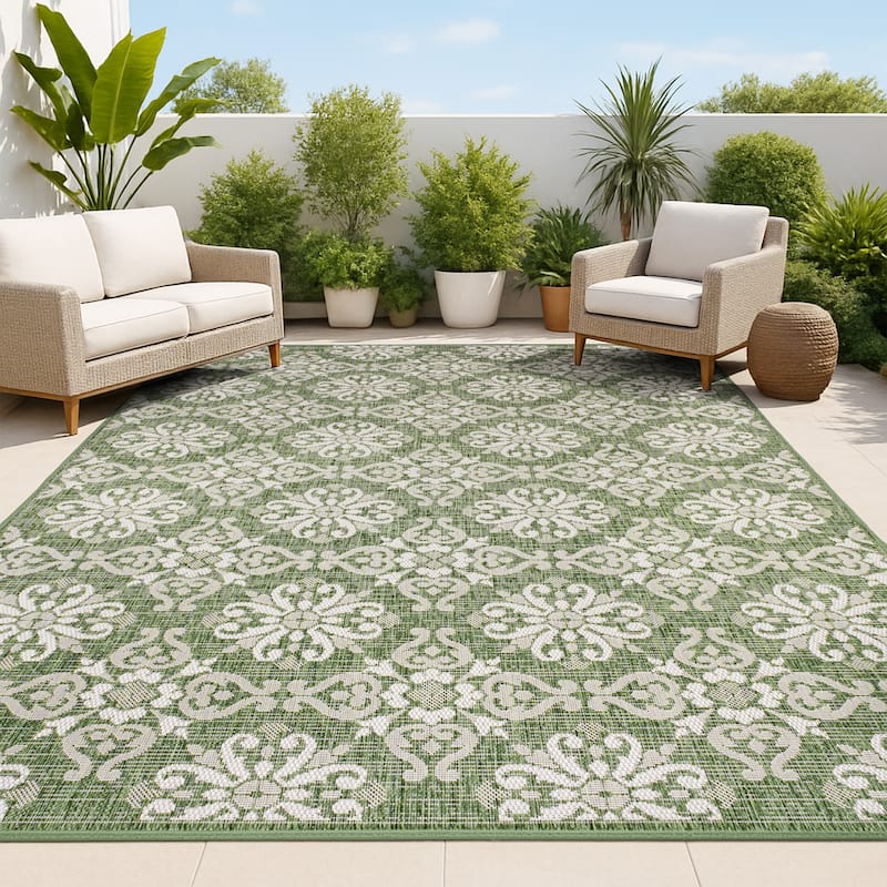 JONATHAN Y Maribel Traditional Mediterranean Tile Design Indoor/Outdoor Area Rug