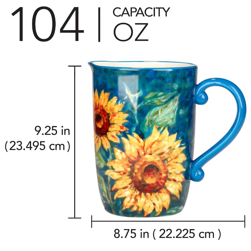 Certified International Golden Sunflowers Pitcher - 9.25" x 6" x 8.75"