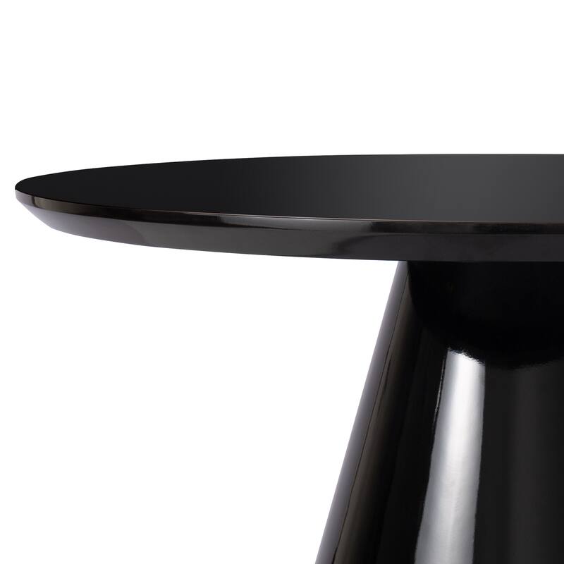 HomeRoots 35" Black Wood Round Pedestal Coffee Table - 35.43 in. x 15.75 in. x 35.43 in.