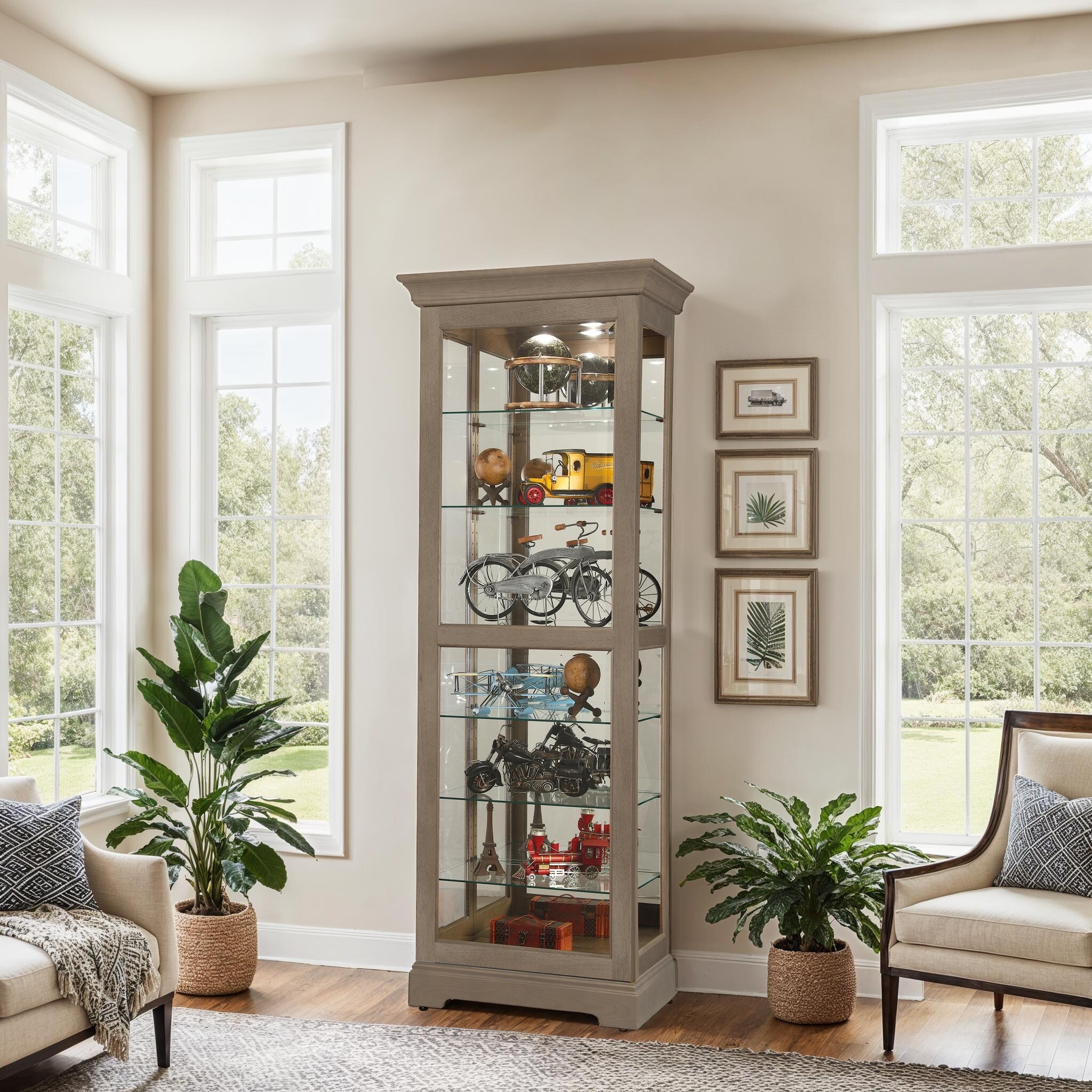 Howard Miller Martindale VI Aged Grey Solid Wood Curio Cabinet