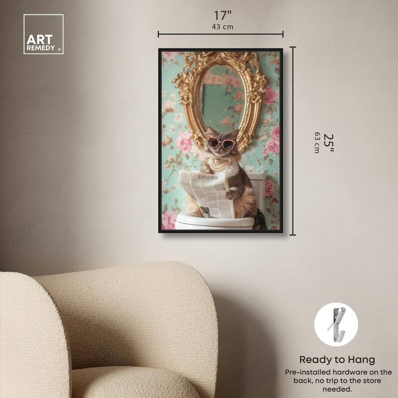 Ornate Kitty Toilet Time Canvas by Art Remedy