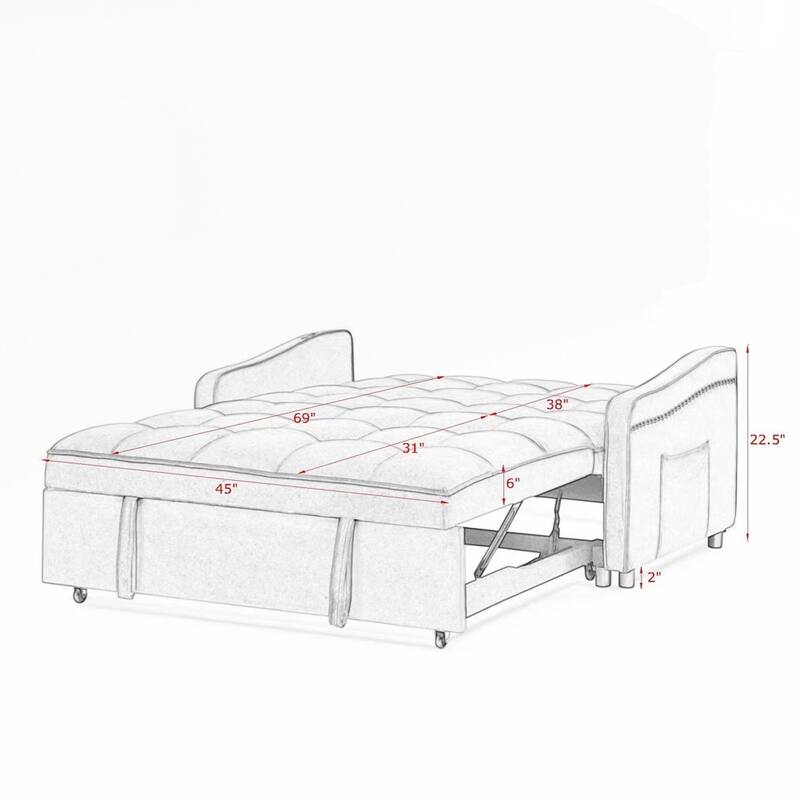 Loveseats Sofa Bed with Pull-out Bed AND Adjsutable Back - 2 Seat