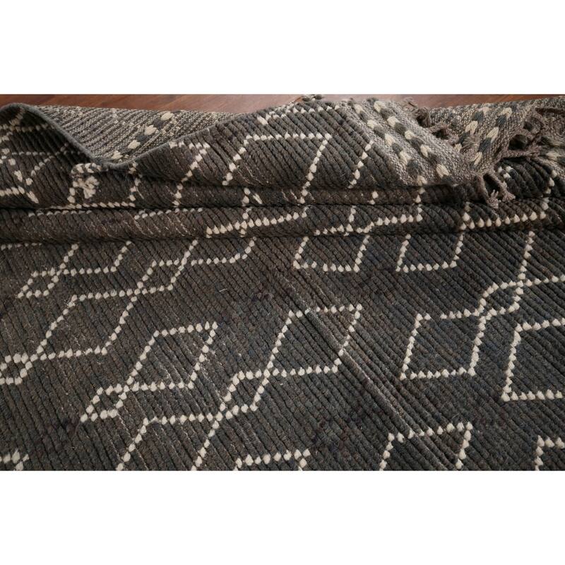 All-Over Geometric Moroccan Oriental Area Rug Handmade Wool Carpet - 7'10" x 10'1"