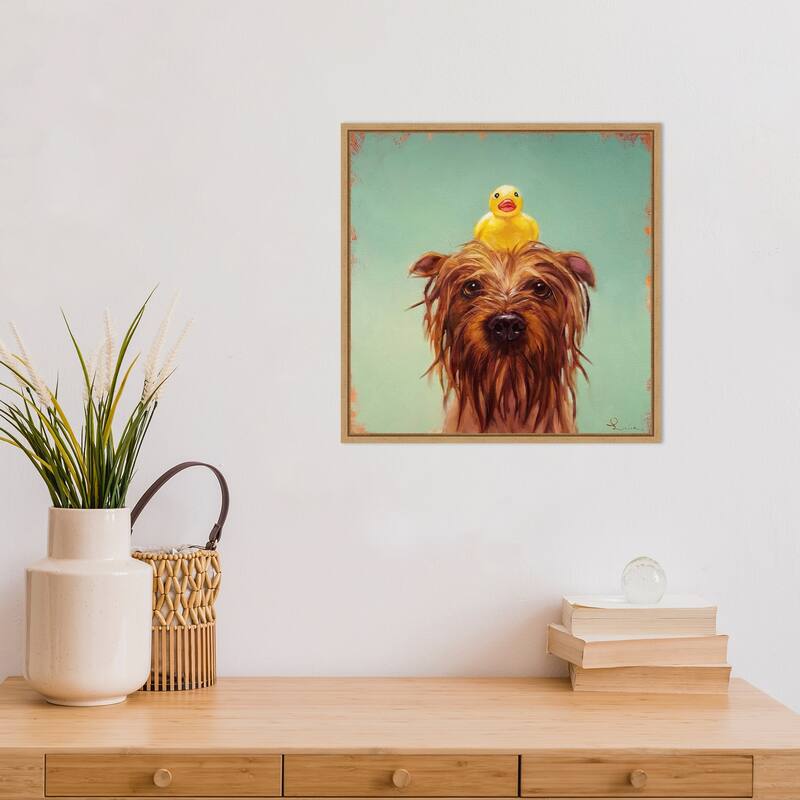 Bath Time (Dog and Duck) by Lucia Heffernan Framed Canvas Art