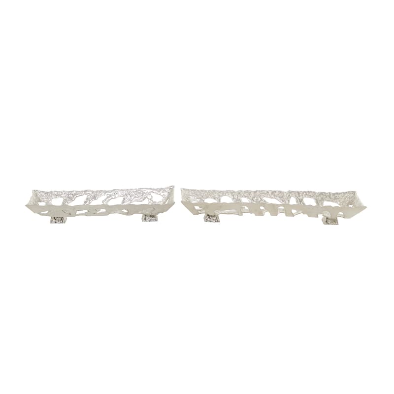 Stylish Aluminum Metal Tray (Set of 2) - Silver or Gold