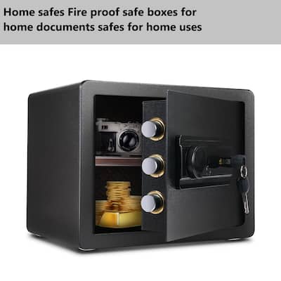 Security Box for Home Office with Double Safety Key Lock and Password for Money and Document