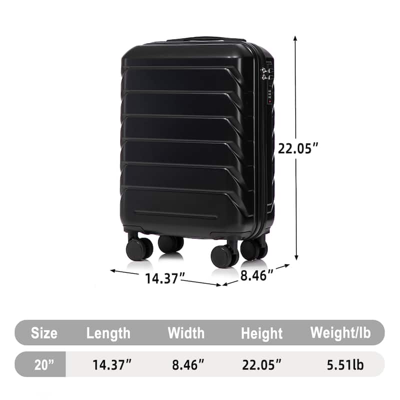 20 Inch ABS Hard Shell Travel Checked Luggage, Scratch Resistant Surface Four Multi-Directional Wheels, With Combination Lock