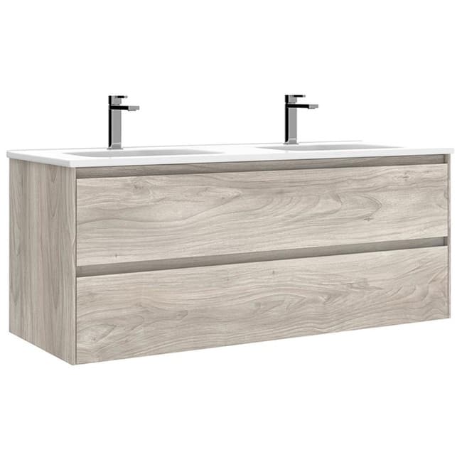 WS Bath Collections Perla C120D Perla 48" Wall Mounted Double Basin