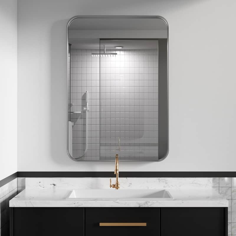 Modern Wall Mirrors Bathroom Mirrors Vanity Mirrors with Iron Framed for Multi Scenes(1 Piece) - 20 X 28 INCHES - Silver