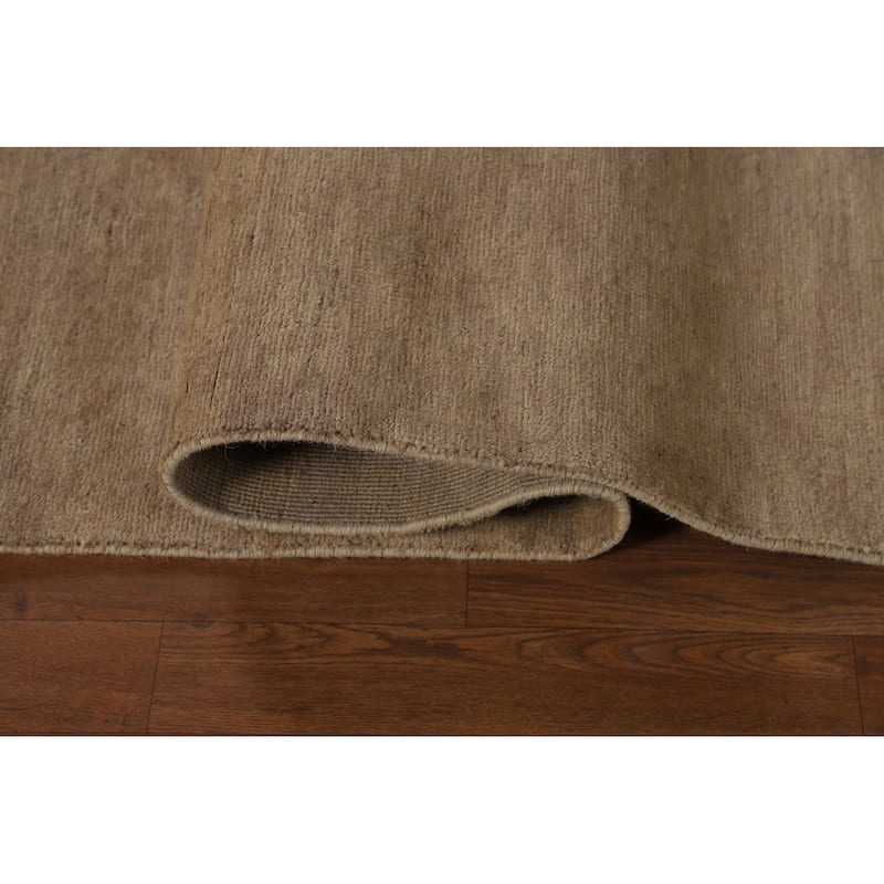 Brown Solid Gabbeh Oriental Area Rug Handmade Wool Carpet - 6'9" x 10'0"
