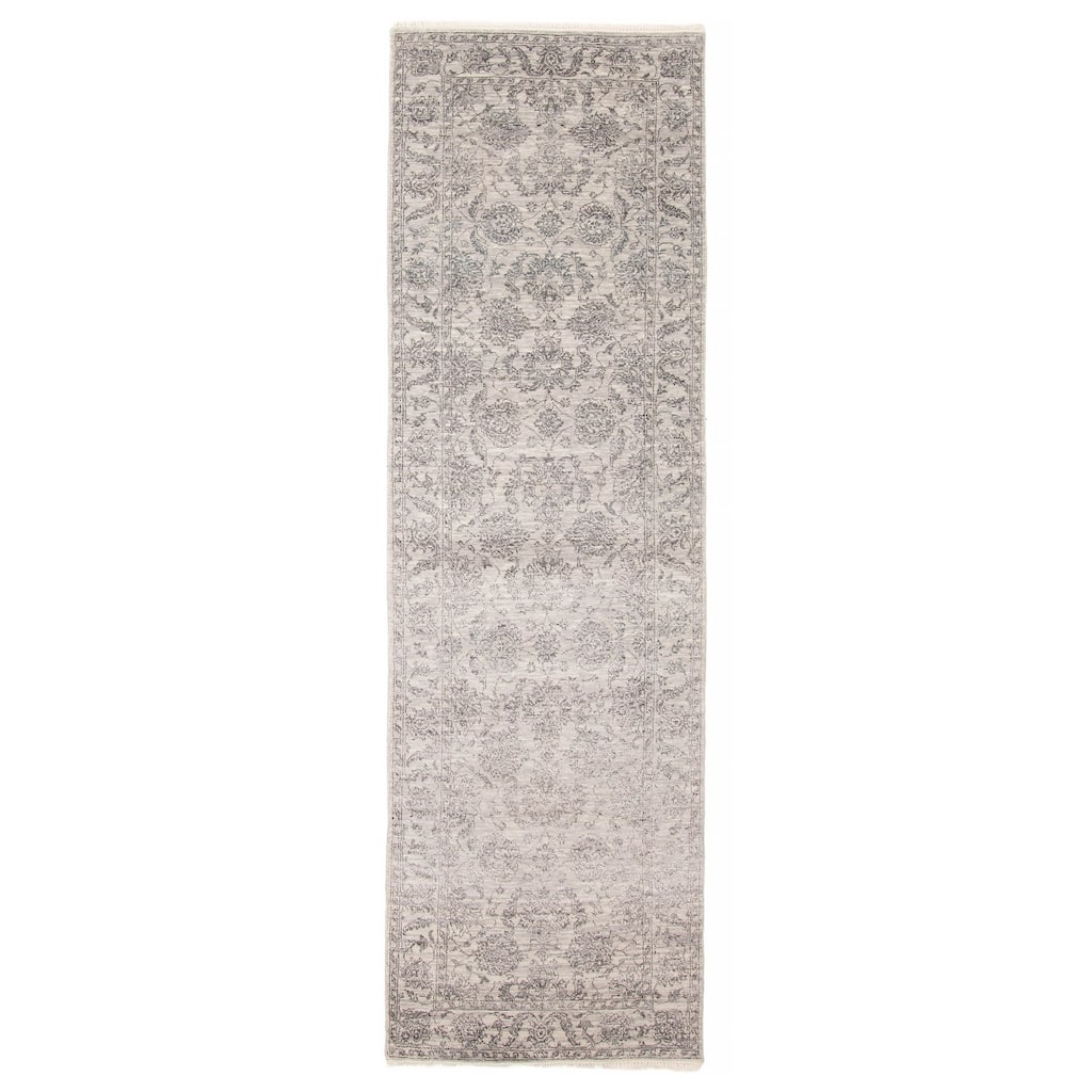 ECARPETGALLERY Hand-knotted Heritage Grey Silk, Wool Rug - 2' 7" x 8' 7"