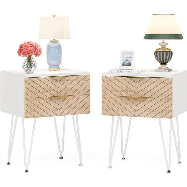 2Drawer Nightstand Night Stand Bed Side Table for Bedroom Living Room