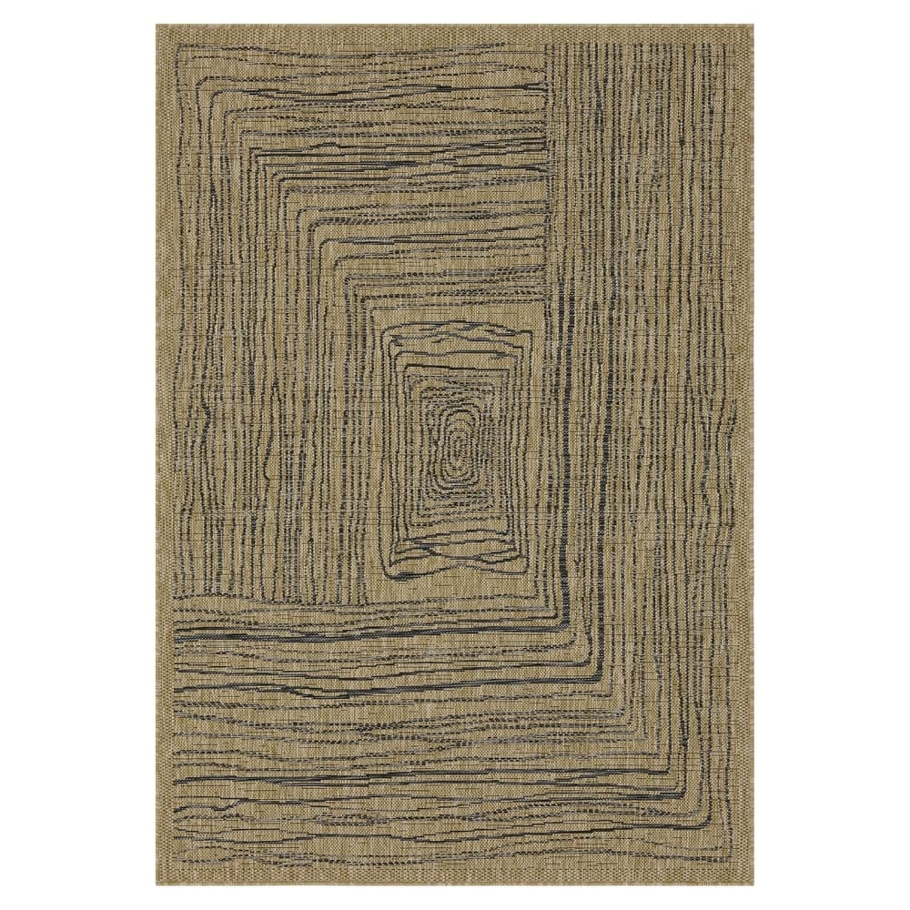 Indoor/Outdoor Area Rug/ Runner/ Doormat- Natural & Black & Blue Color -Machine Washable, Weather and UV Resistant, Waterproof