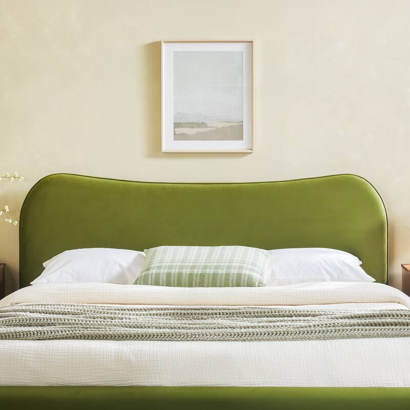 Walker Edison Modern Curved Upholstered Bed